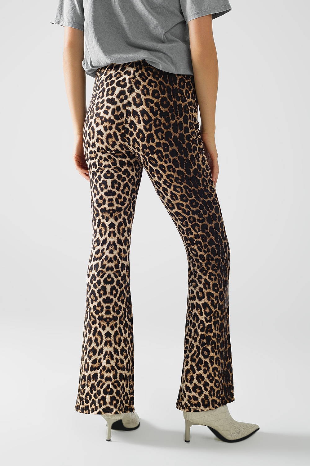 Leggings acampanados de Spandex con estampado de leopardo Leggings acampanados de Spandex con estampado de leopardo