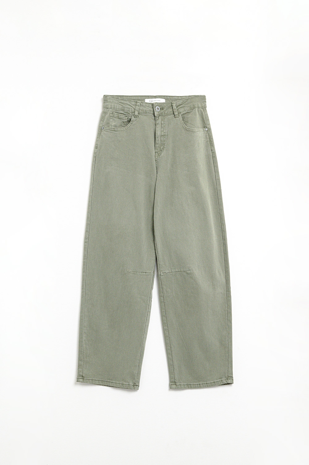 Pantalones rectos hasta el tobillo en caqui con detalle de costura en la rodilla Pantalones rectos hasta el tobillo en caqui con detalle de costura en la rodilla
