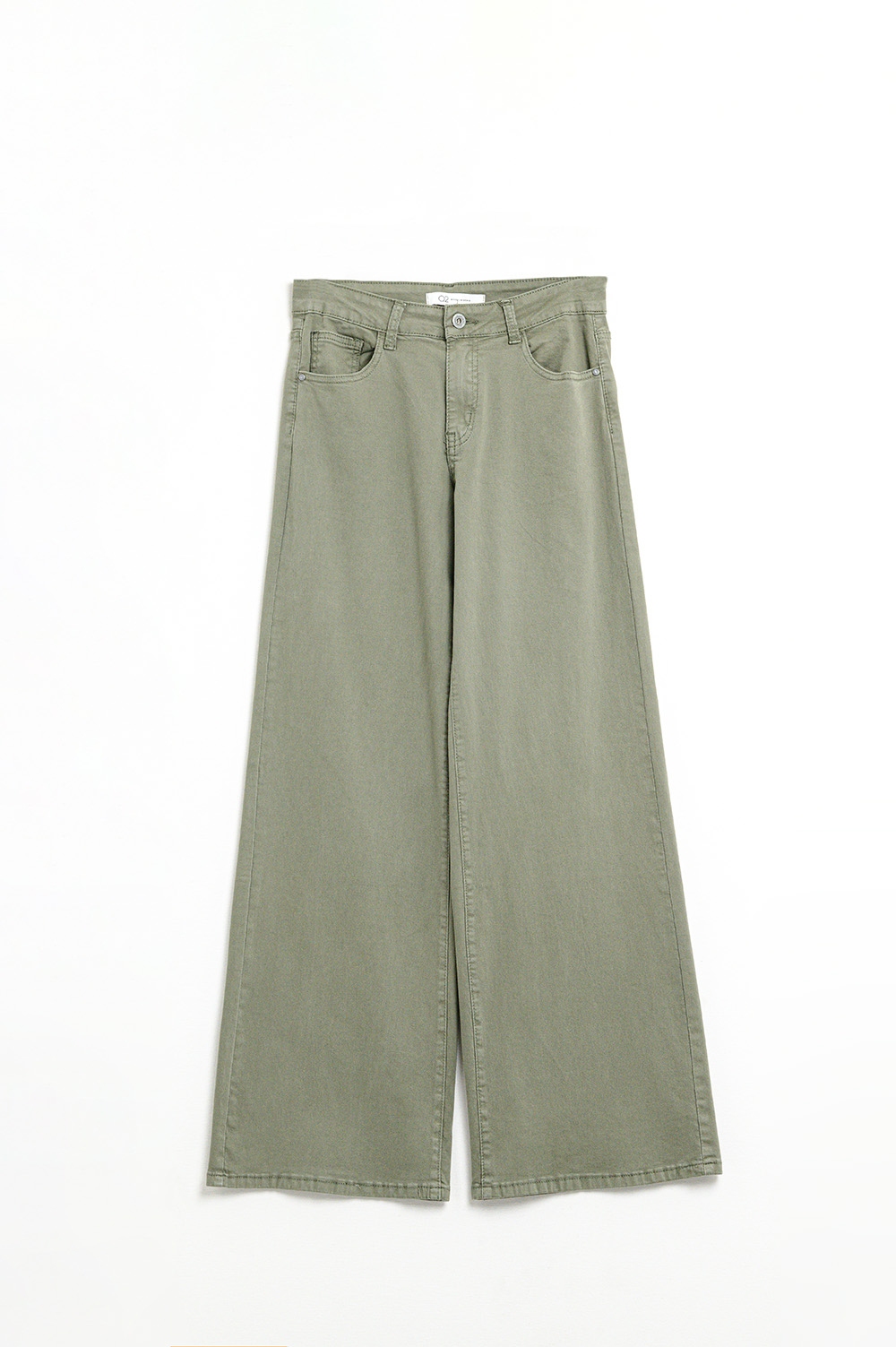 Pantalones Verdes Rectos de Pierna Ancha