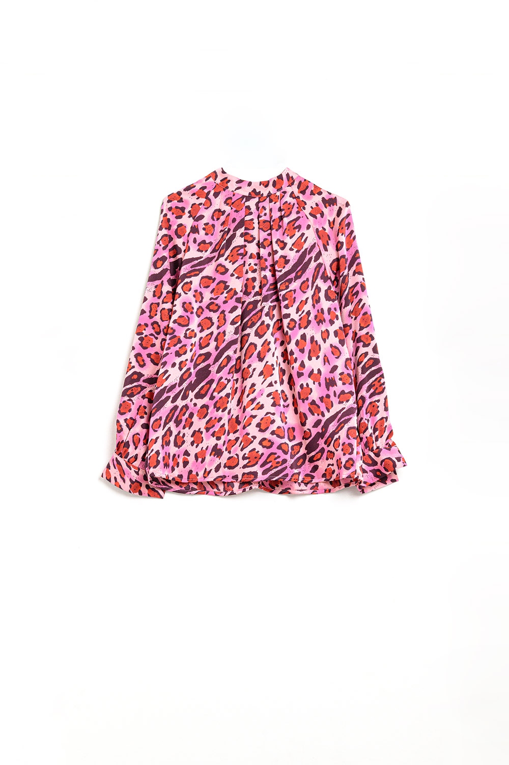 Blusa de Manga Larga en Estampado de Leopardo Fucsia a la Moda Blusa de Manga Larga en Estampado de Leopardo Fucsia a la Moda