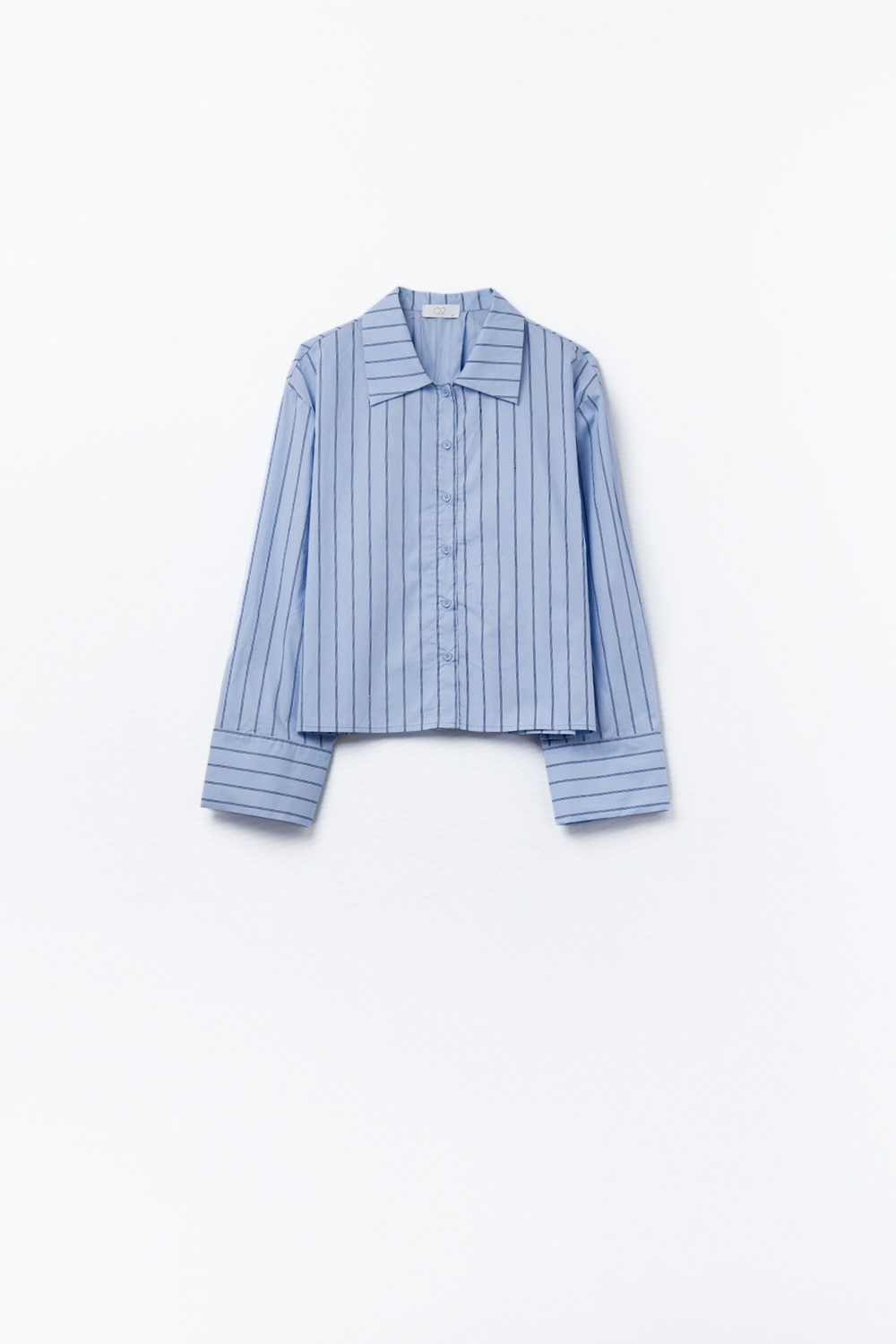 camisa corta de popelina a rayas azules camisa corta de popelina a rayas azules