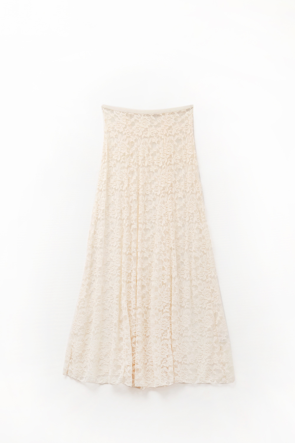 Falda maxi de encaje beige con diseño floral Falda maxi de encaje beige con diseño floral