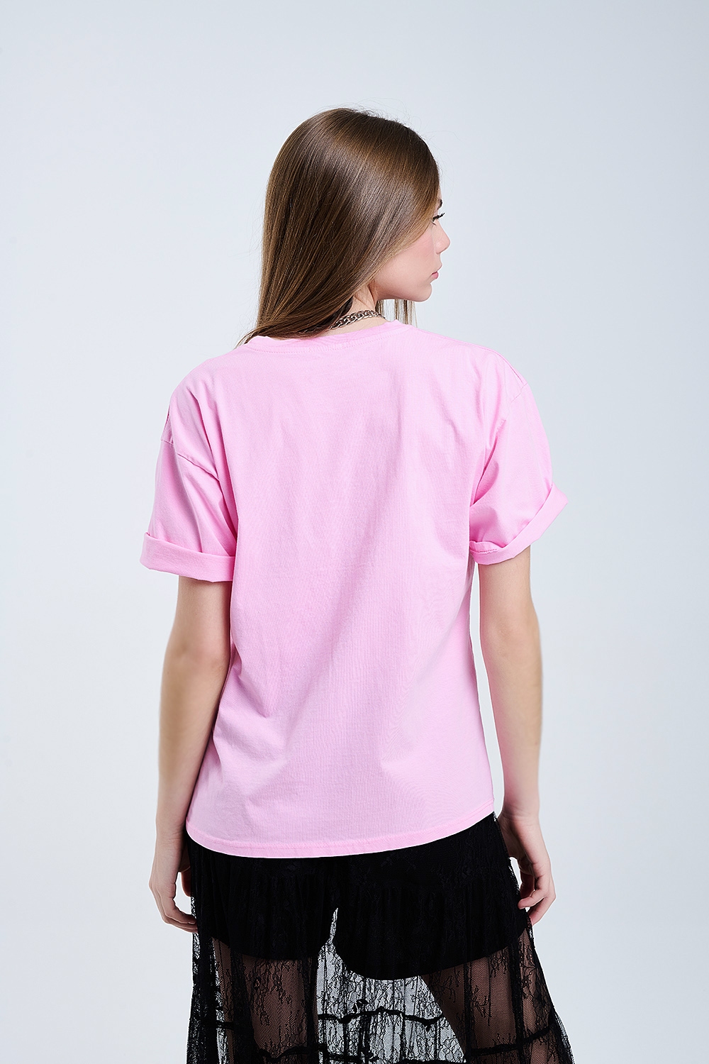 Camiseta gráfica Pink Rebel con estampado de leopardo en la lengüeta Camiseta gráfica Pink Rebel con estampado de leopardo en la lengüeta