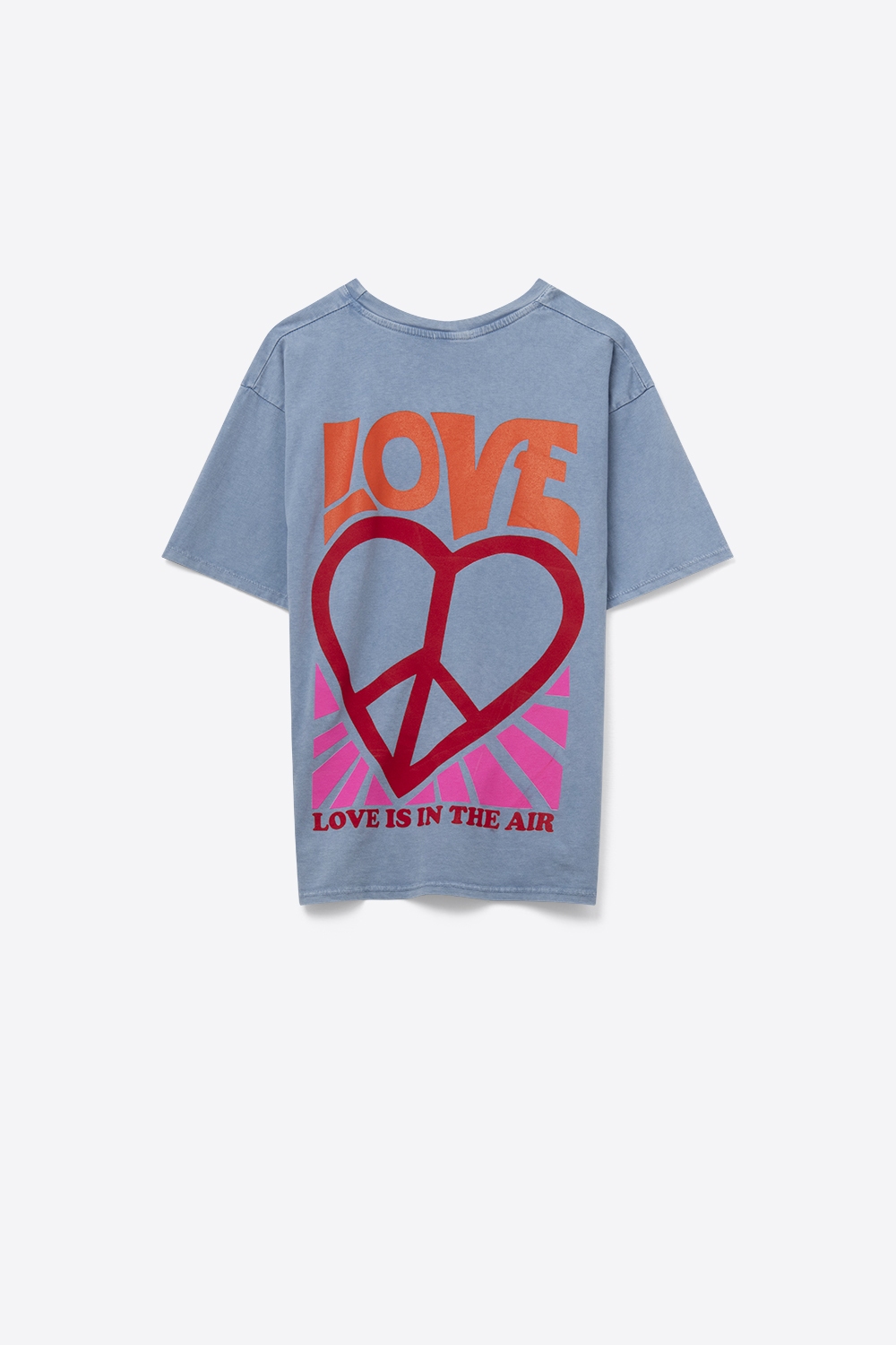 Camiseta azul made in italy con logo Love is Air y Coraz&oacute;n con Paz