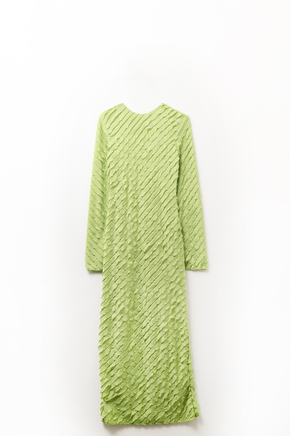 Maxi Vestido Verde Con Dise&ntilde;o De Volantes Al Bies Mini