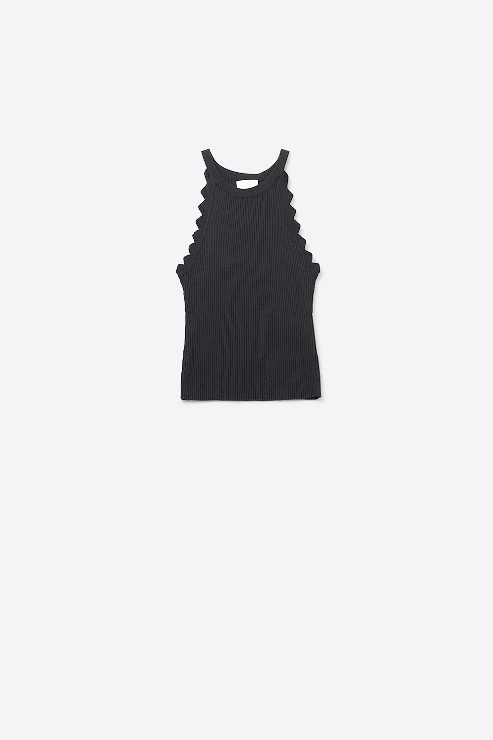 Camiseta de tirantes negra con detalle de canalé en las axilas Camiseta de tirantes negra con detalle de canalé en las axilas