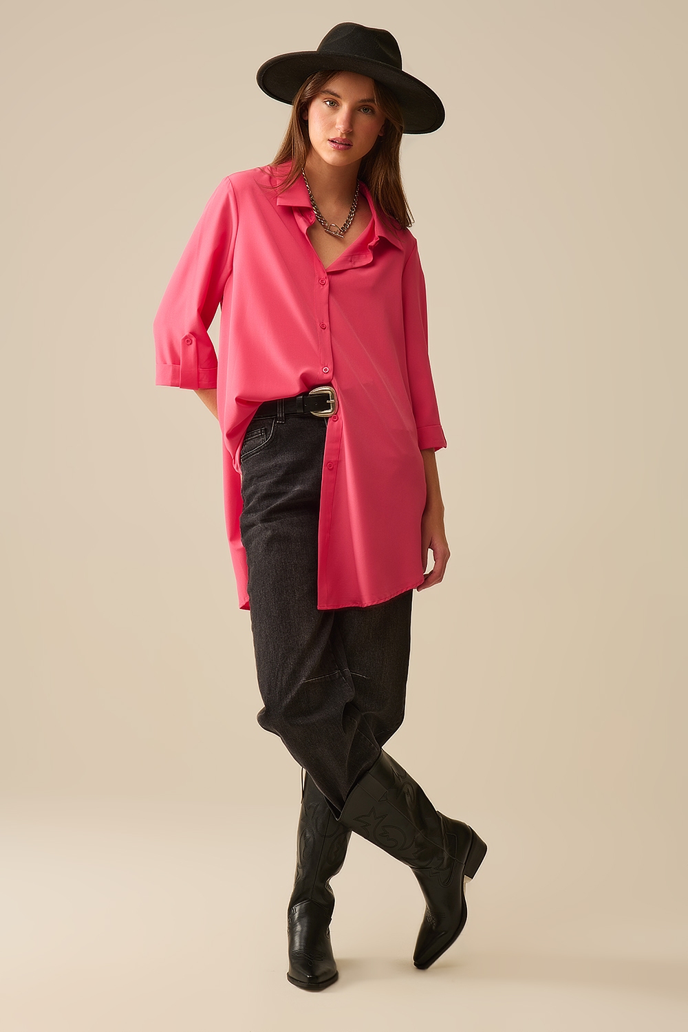 maxi Camisa de tejido muy suave y ligero en color coral