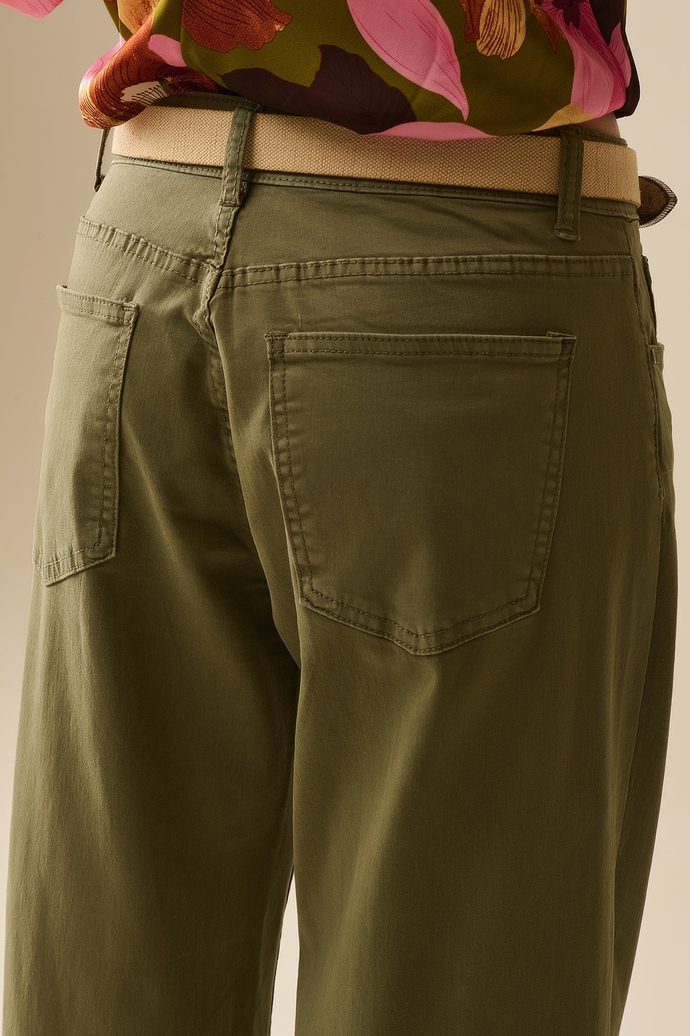 Pantalones Verdes Rectos de Pierna Ancha