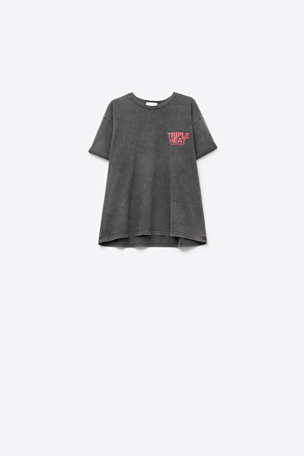 tejido lavado negro Camiseta manga corta TRIPLE HEAT LOGO