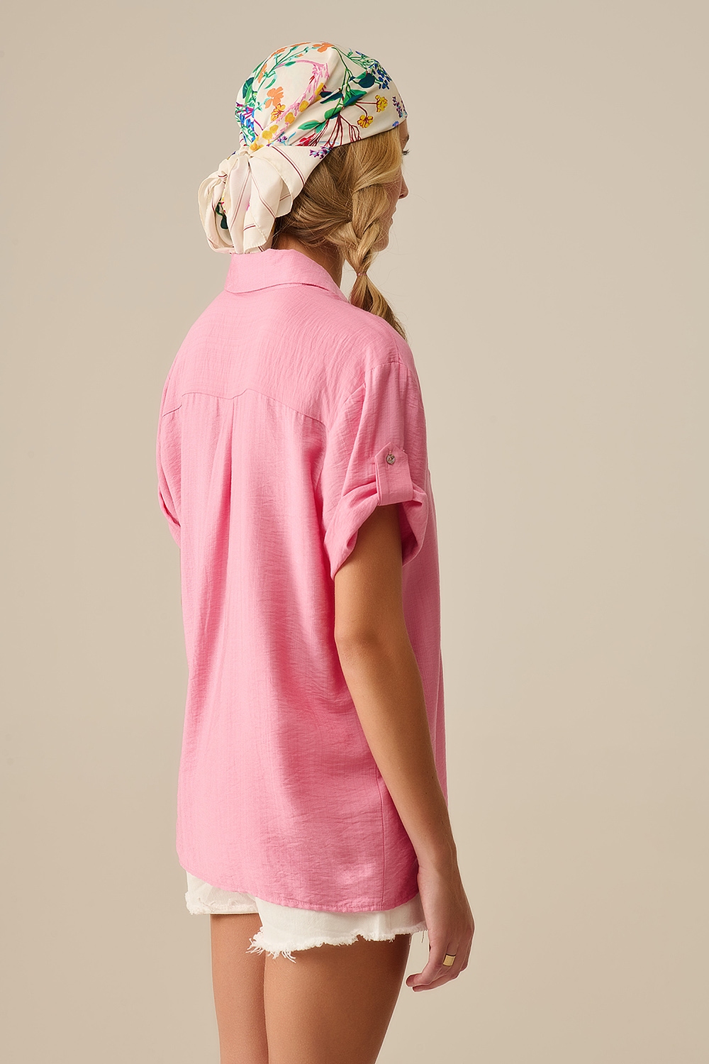 Blusa de manga corta en rosa claro Blusa de manga corta en rosa claro