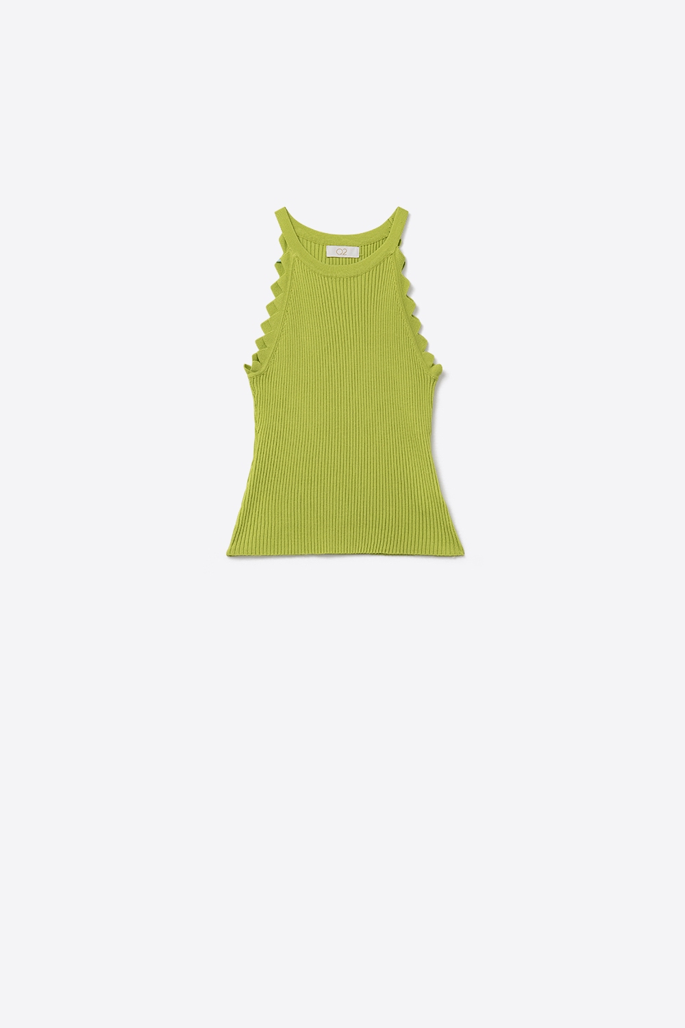 Camiseta sin mangas verde musgo claro con detalle de canalé en las axilas Camiseta sin mangas verde musgo claro con detalle de canalé en las axilas