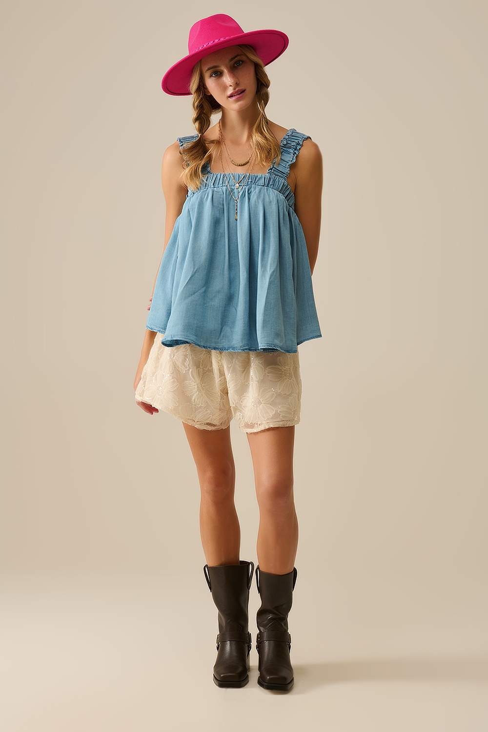 Top de Tencel con tirantes en azul Top de Tencel con tirantes en azul