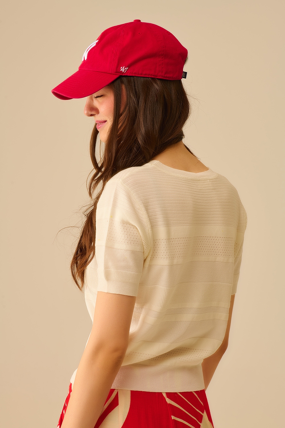 Jersey de punto a rayas texturizado en blanco