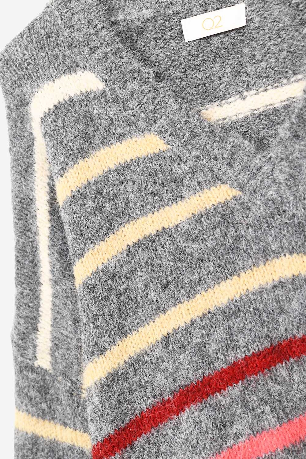 Jersey gris oversize de rayas multicolor