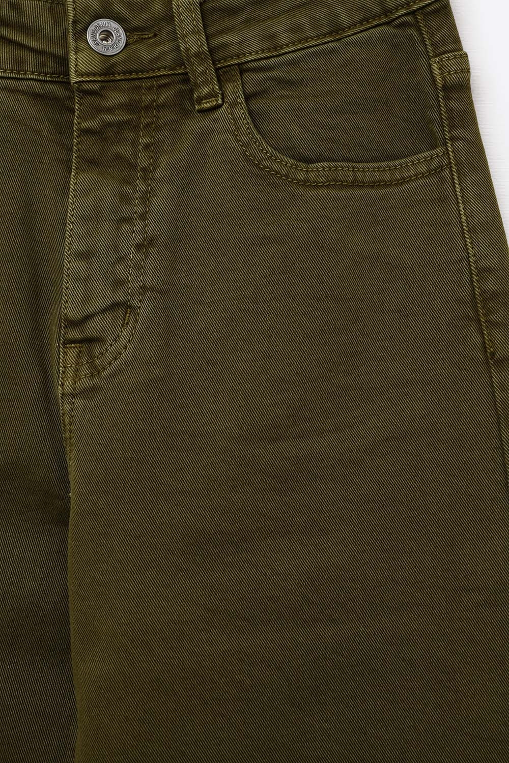 Vaqueros cropped de pierna ancha en verde oliva Vaqueros cropped de pierna ancha en verde oliva