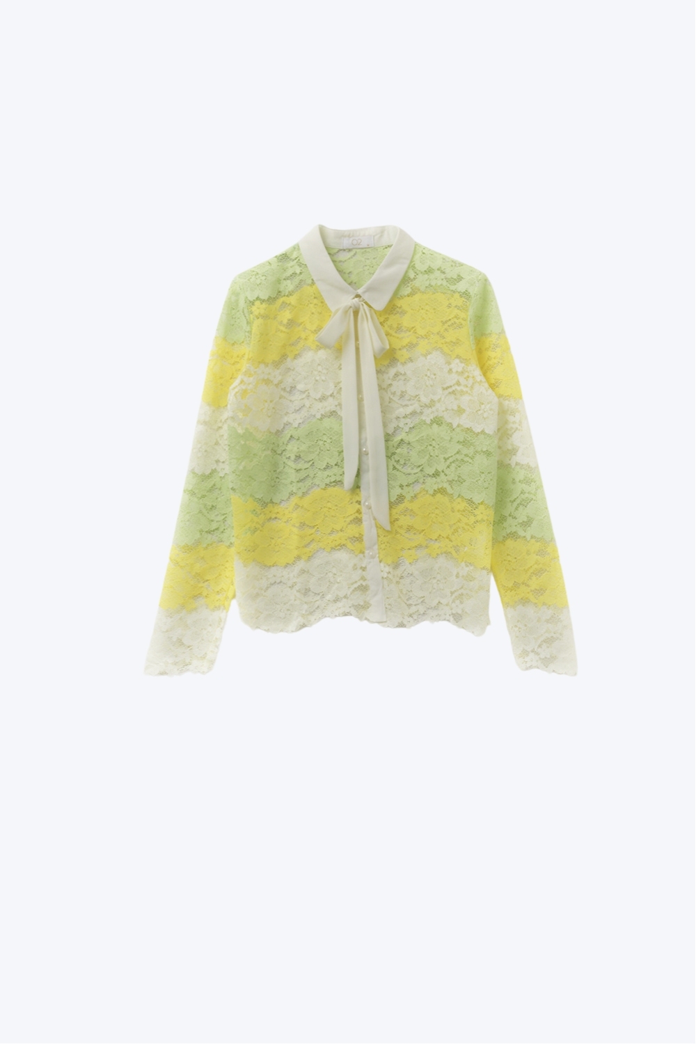Blusa de encaje multicolor con lazo