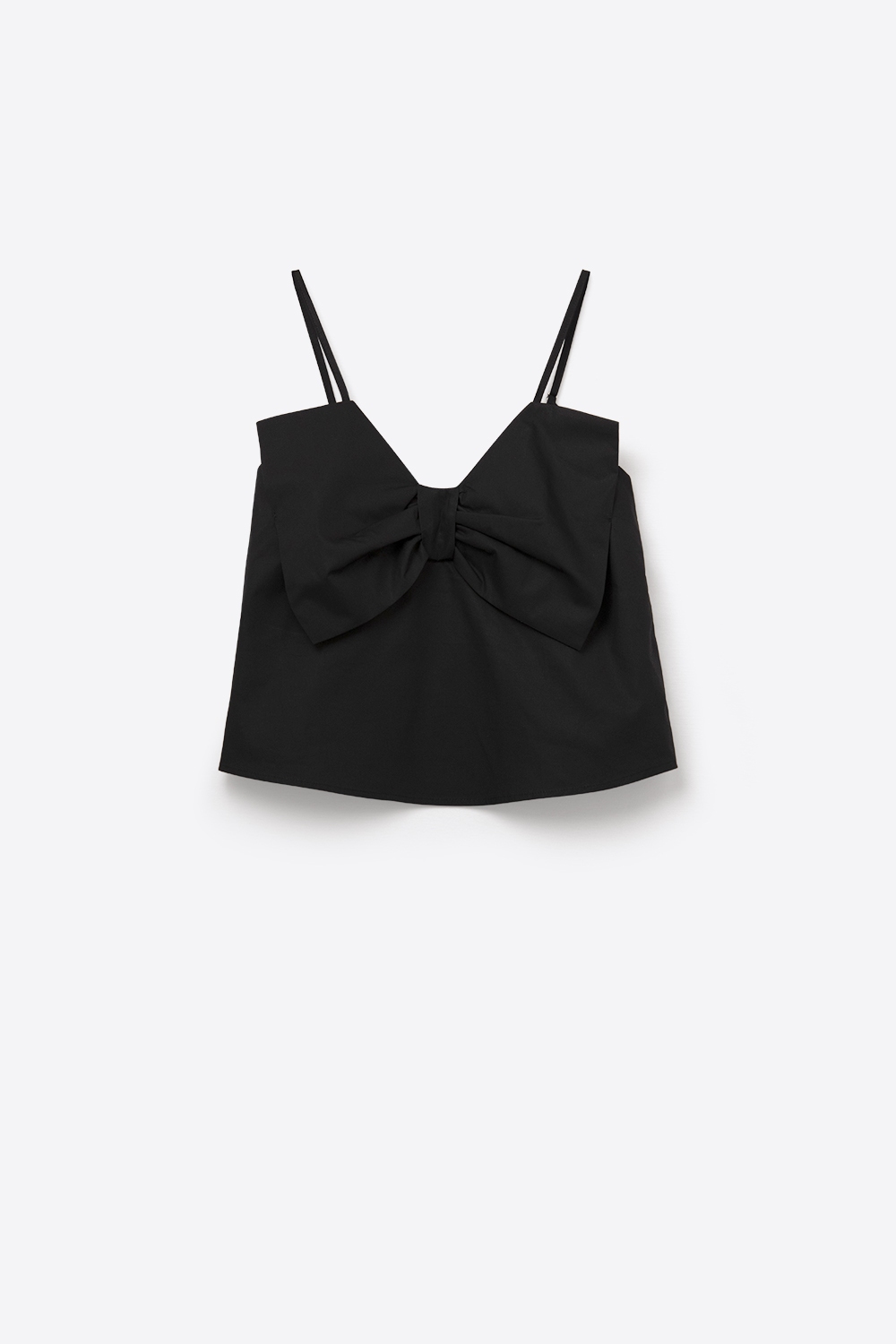 Top negro de popelina con detalle de lazo Top negro de popelina con detalle de lazo