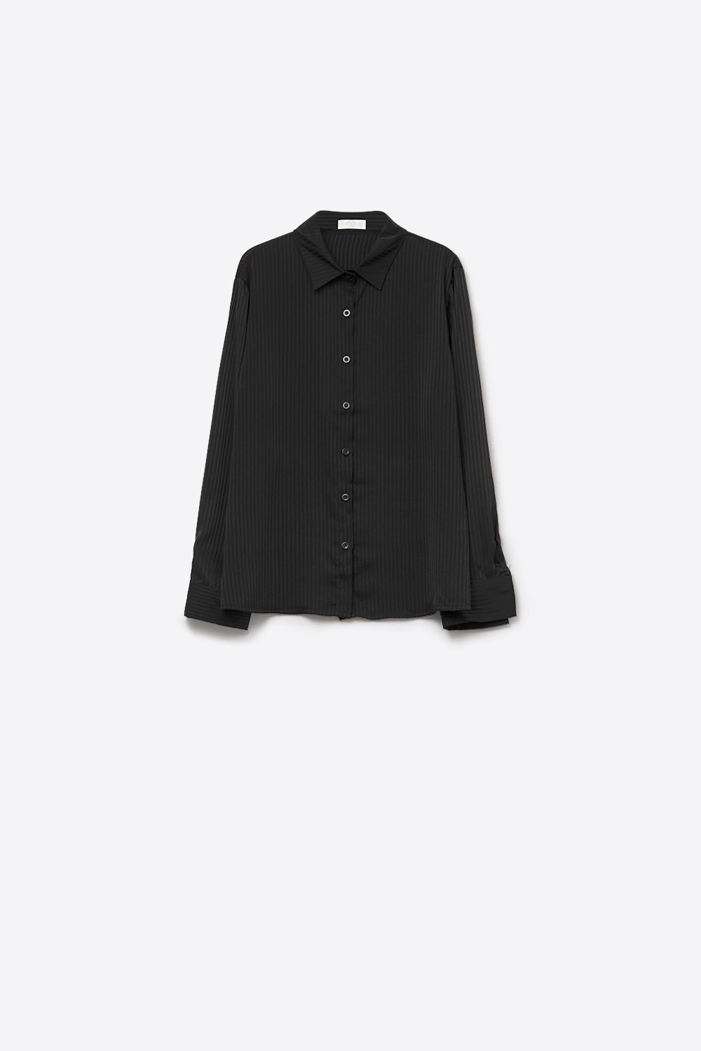 Elegante Camisa de Raso a Rayas Negras