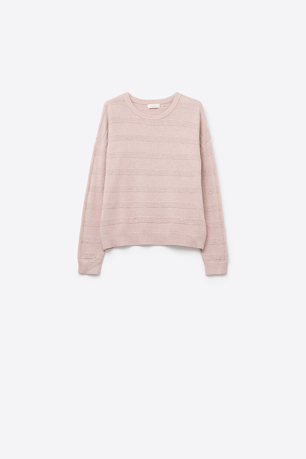 Jersey de punto a rayas rosa con detalle de lentejuelas Jersey de punto a rayas rosa con detalle de lentejuelas