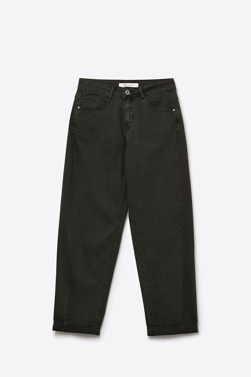 Jeans de mezclilla de pierna recta de cintura alta en color caqui Jeans de mezclilla de pierna recta de cintura alta en color caqui