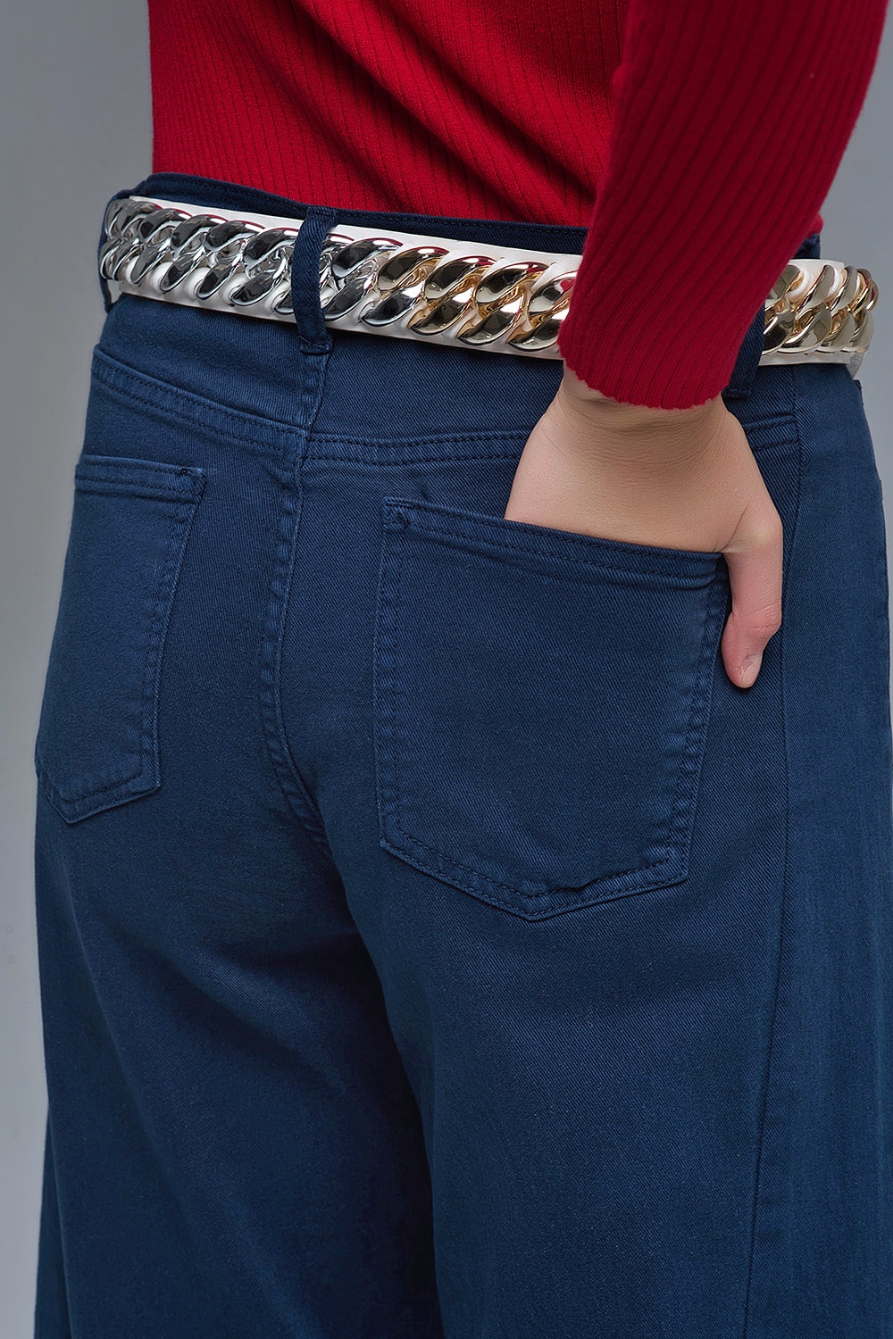 Pantal&oacute;n extra ancho azul marino