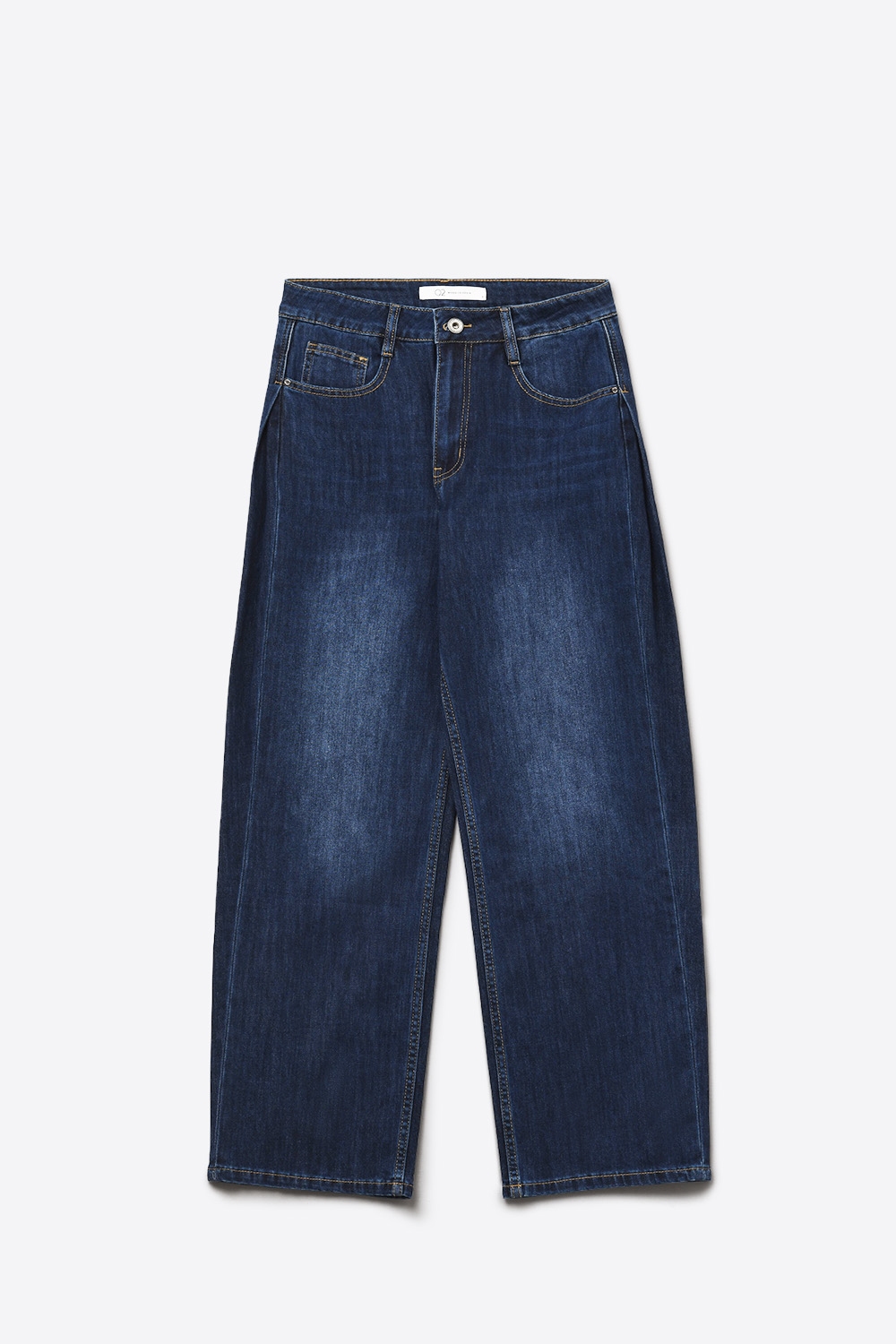 Vaqueros de pierna ancha con detalle de pinzas laterales en azul oscuro Vaqueros de pierna ancha con detalle de pinzas laterales en azul oscuro