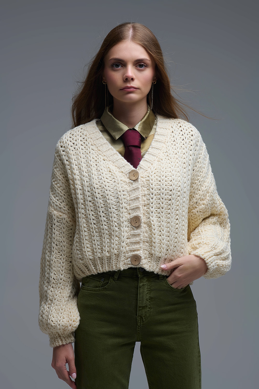 Chaqueta de punto grueso en beige Chaqueta de punto grueso en beige