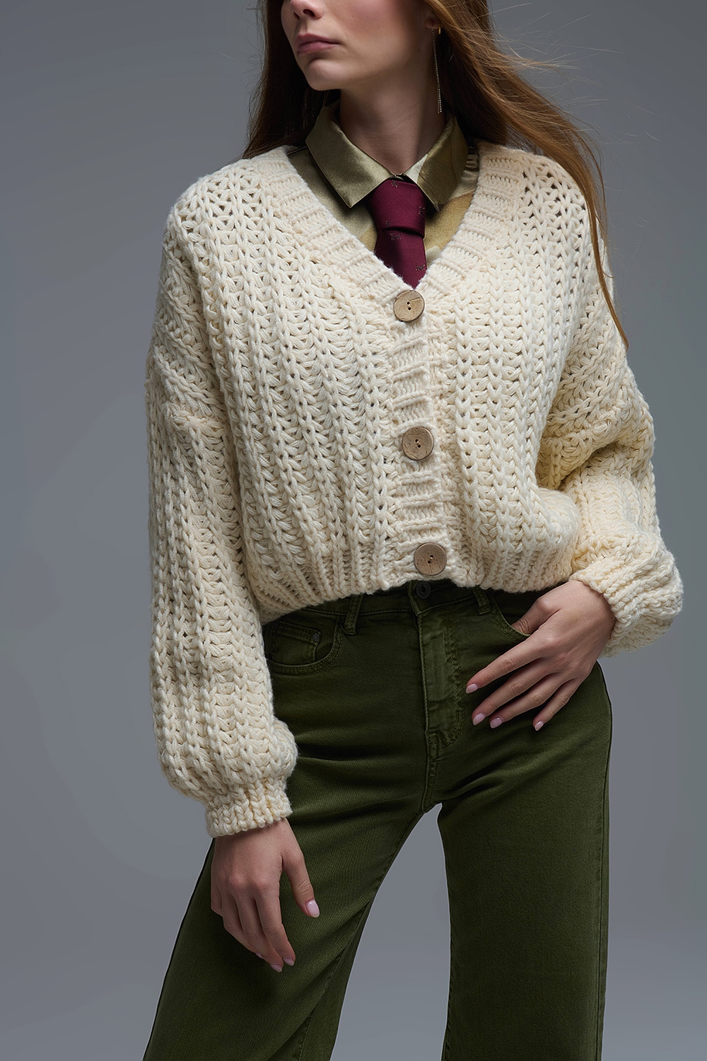 Chaqueta de punto grueso en beige Chaqueta de punto grueso en beige