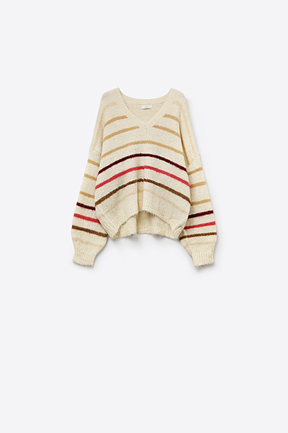 Jersey oversize crema con raya multicolor Jersey oversize crema con raya multicolor