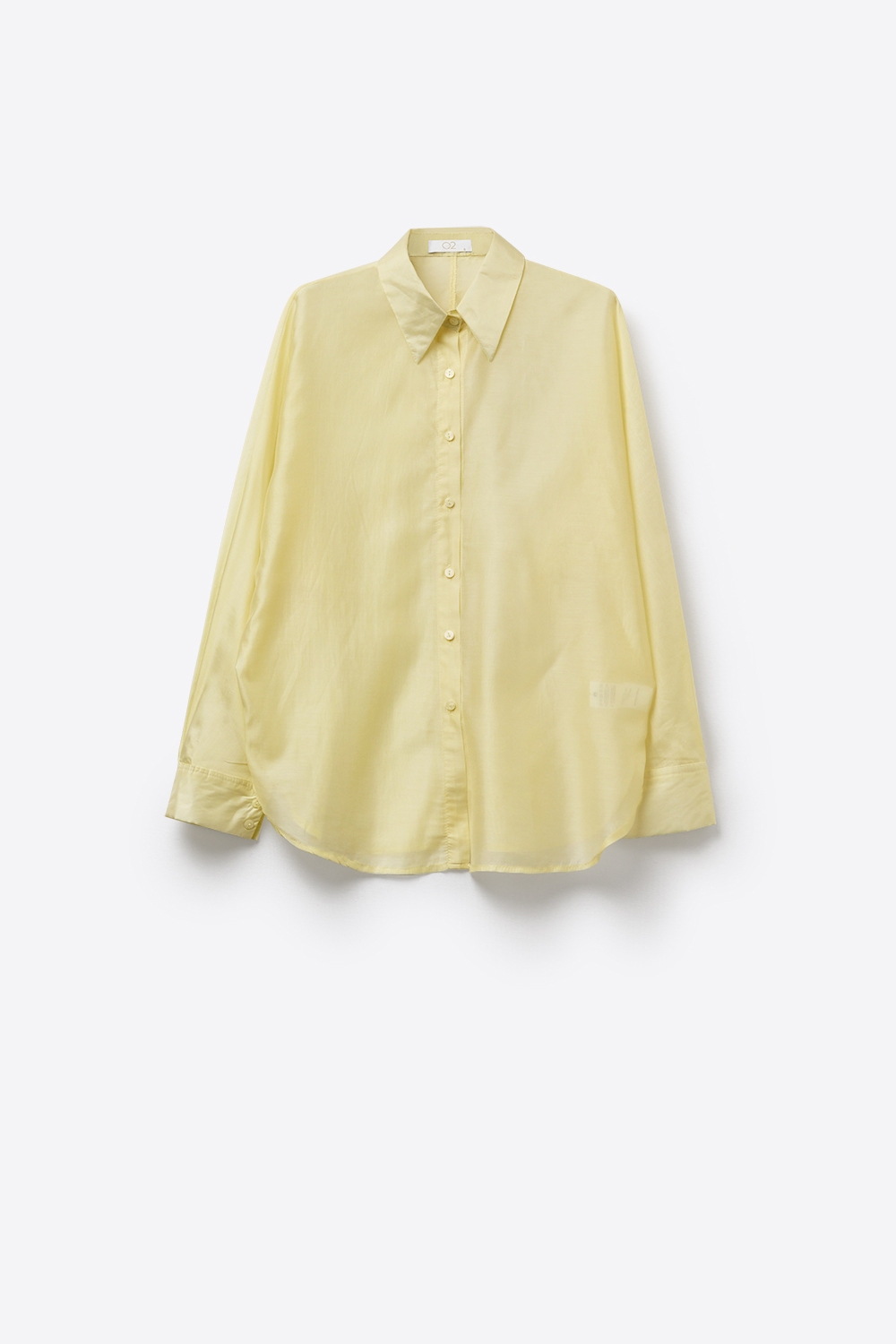Camisa amarilla de sat&eacute;n brillante Camisa abotonada de corte relajado