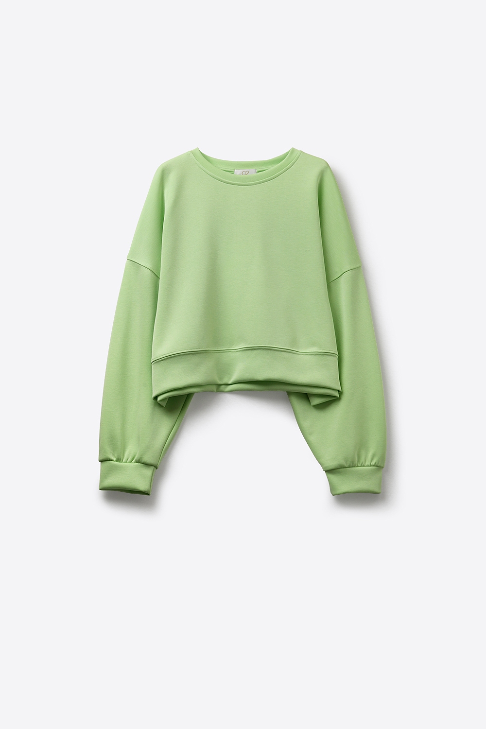 Sudadera b&aacute;sica con cuello redondo y hombros ca&iacute;dos en verde