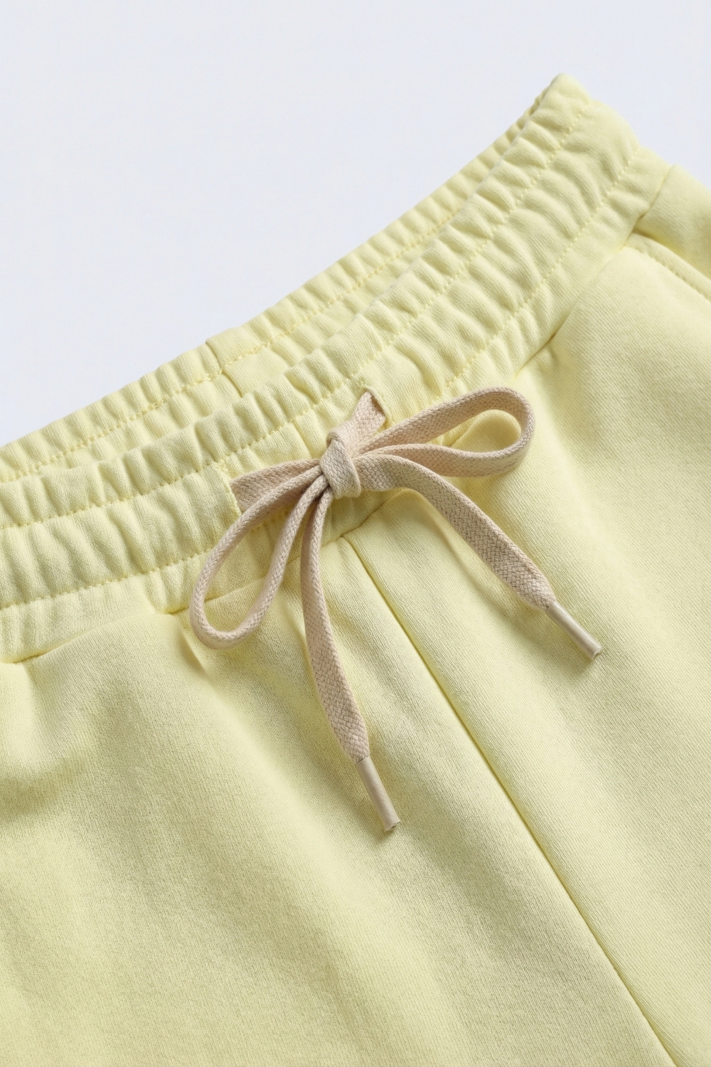 Pantalón de chándal de punto recto amarillo con cintura elástica y corbata Pantalón de chándal de punto recto amarillo con cintura elástica y corbata