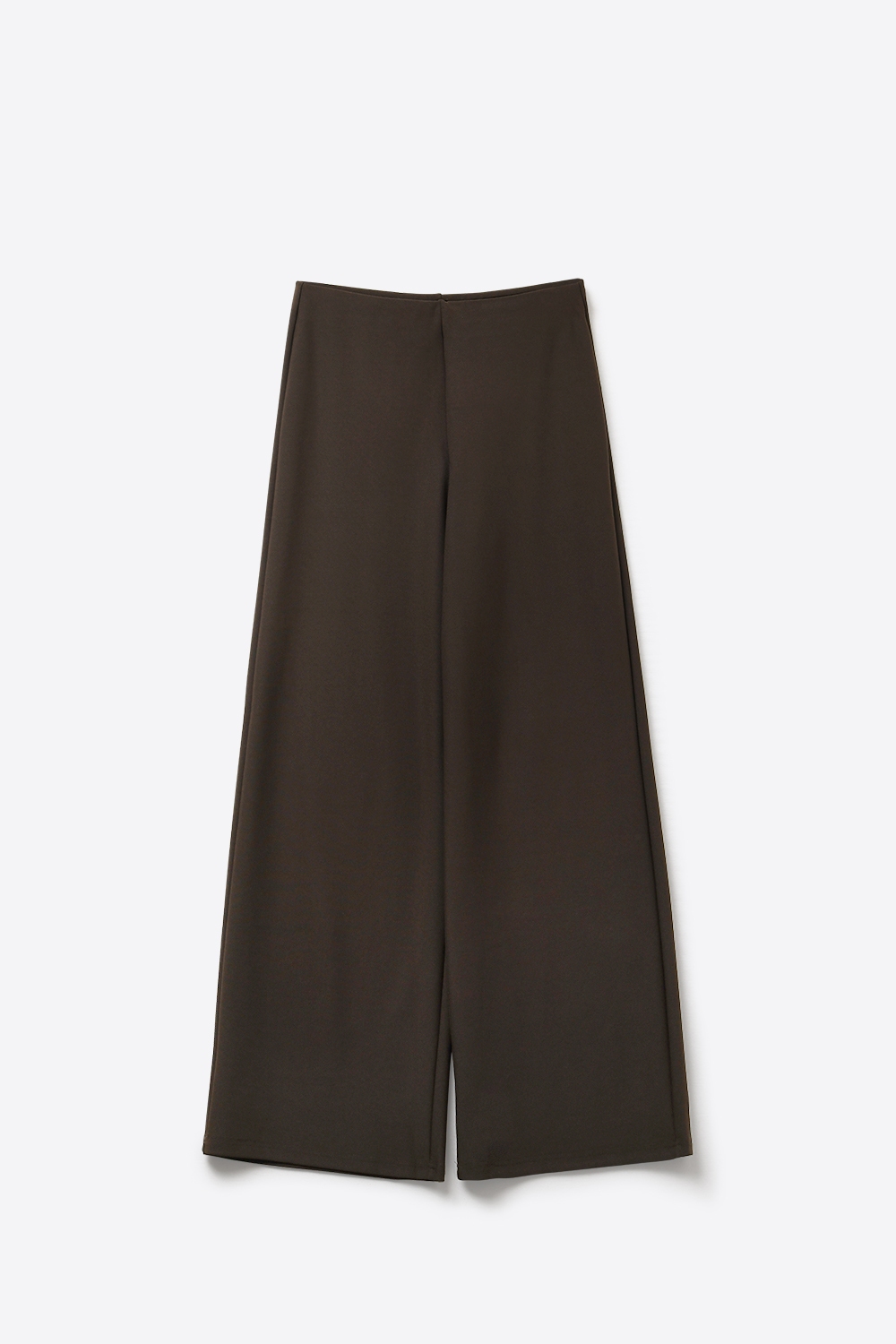 Pantalones anchos de punto el&aacute;stico color chocolate sin cinturilla