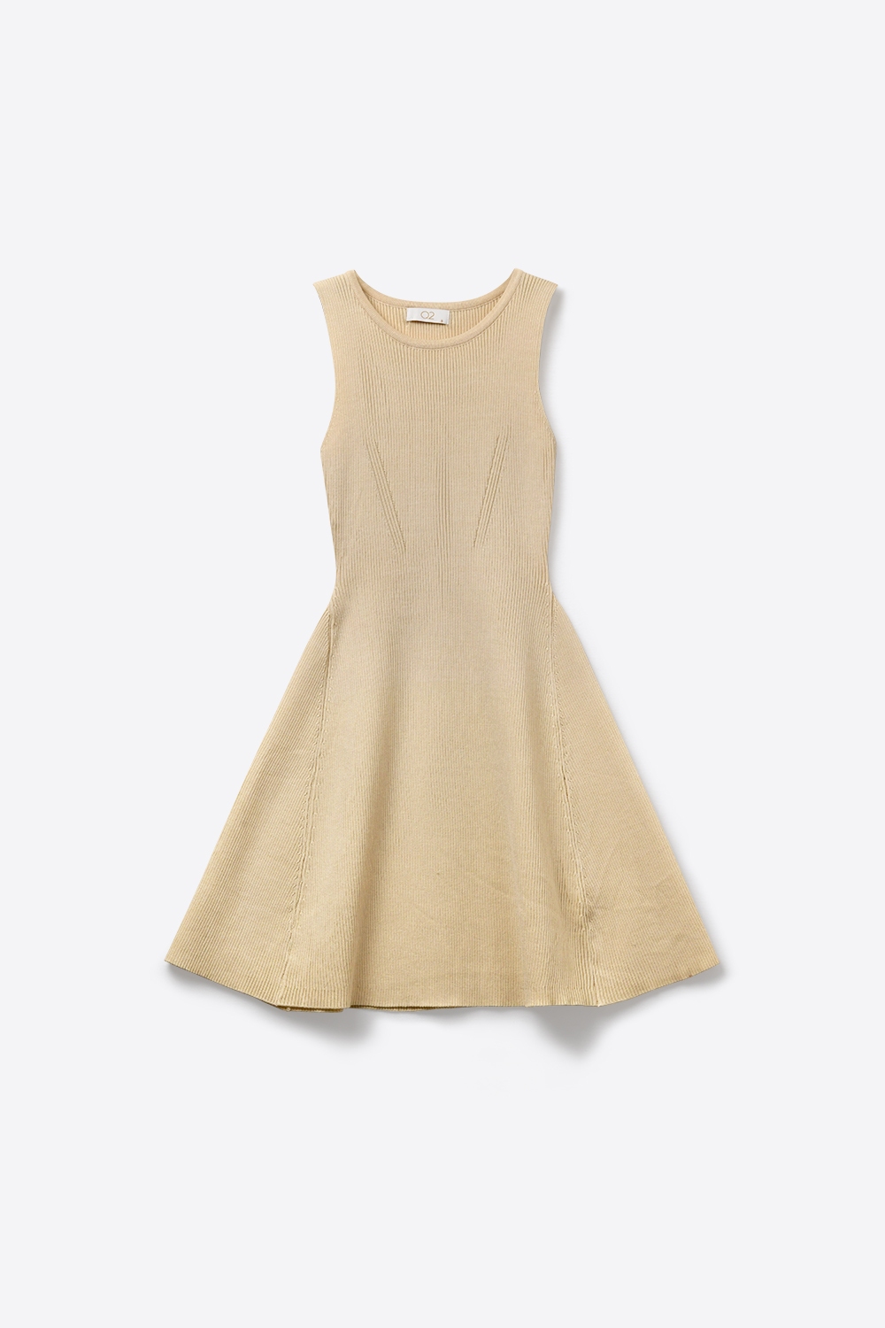 Vestido ajustado sin mangas de punto acanalado beige