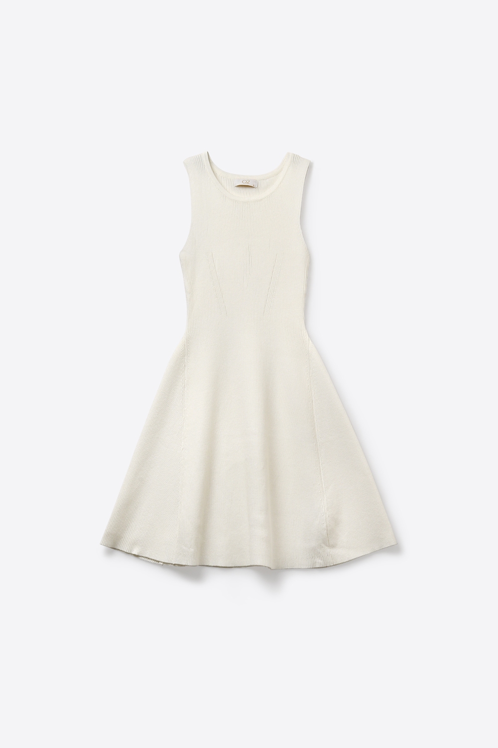 Vestido ajustado blanco de punto acanalado sin mangas