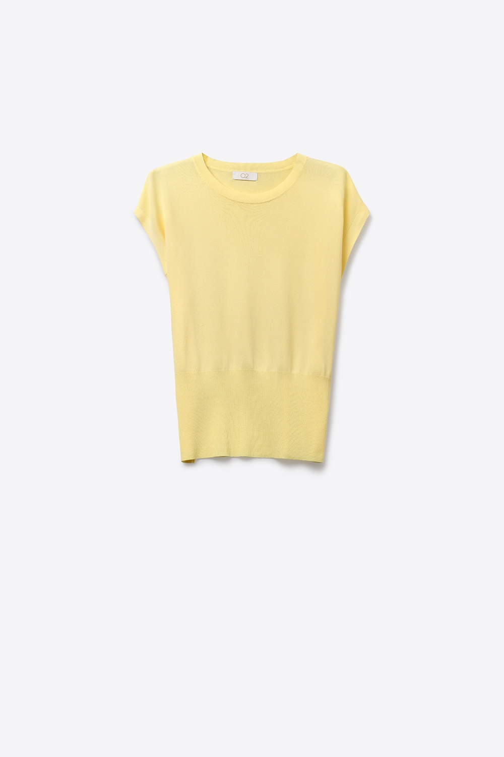 Suéter de punto ligero con cintura ancha acanalada en amarillo Suéter de punto ligero con cintura ancha acanalada en amarillo