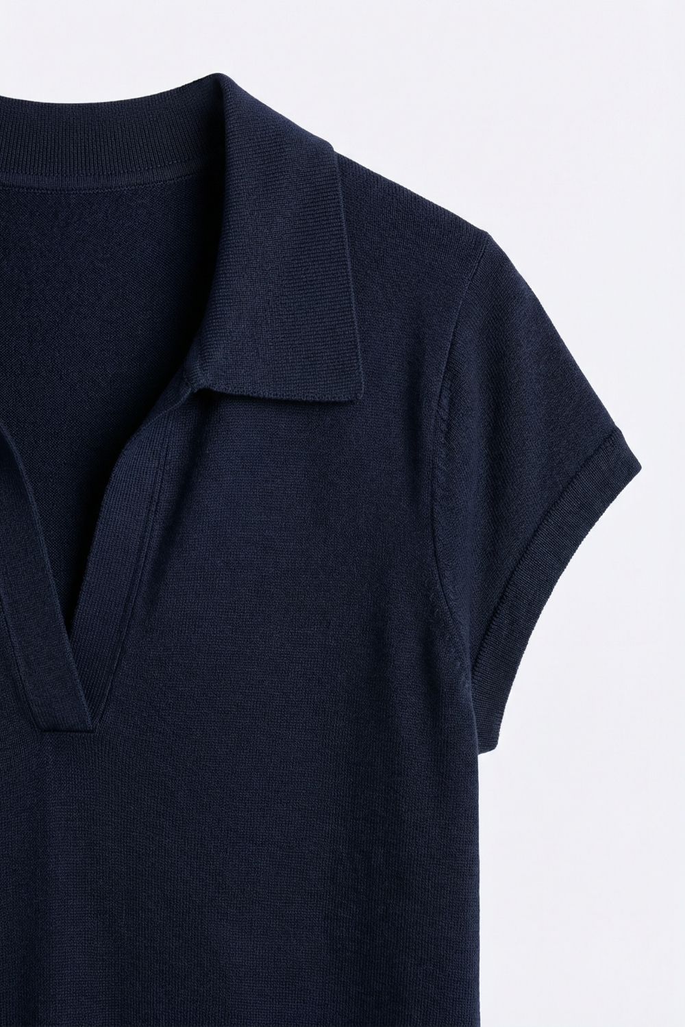 Polo de Manga Corta de Punto Fino Azul Marino