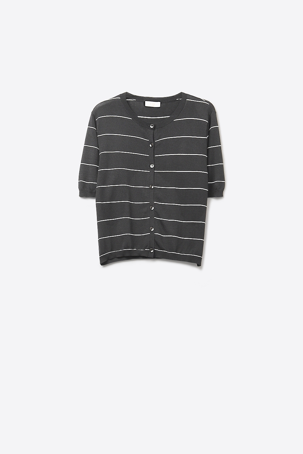 Chaqueta de punto ligera con botones y rayas en negro