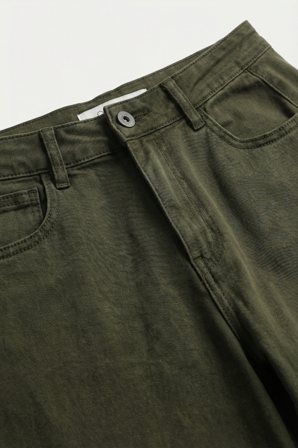 Pantalones Anchos Verde Oliva de Pierna Ancha en Estilo Barril con Costura Lateral Pantalones Anchos Verde Oliva de Pierna Ancha en Estilo Barril con Costura Lateral