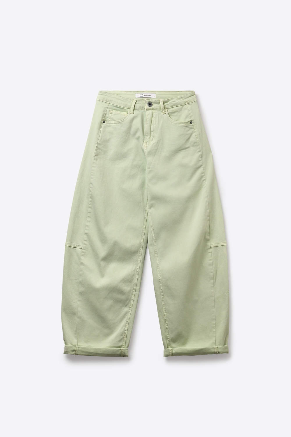 Pantalones Casuales de Algodón Verde Claro de Pierna Ancha en Estilo Barril Pantalones Casuales de Algodón Verde Claro de Pierna Ancha en Estilo Barril
