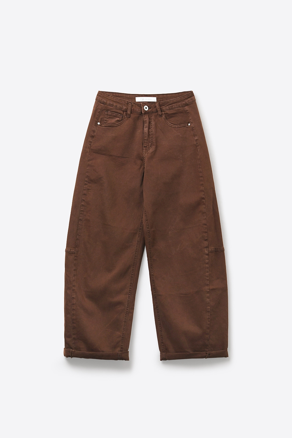 Pantalones Marrones de Pana de Algodón de Pierna Ancha con Bolsillos en Estilo Barril Pantalones Marrones de Pana de Algodón de Pierna Ancha con Bolsillos en Estilo Barril