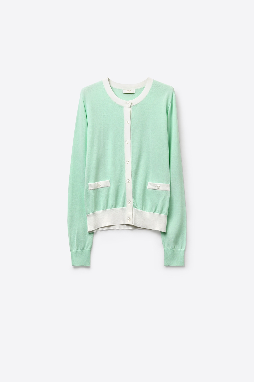 Chaqueta de botones verde menta con ribete en contraste Chaqueta de botones verde menta con ribete en contraste