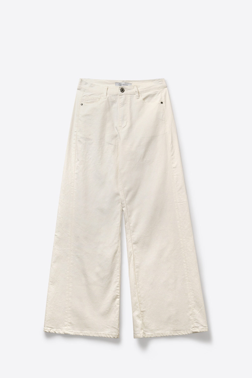 Pantalones de sarga de algodón elásticos de pierna extra ancha en color blanco Pantalones de sarga de algodón elásticos de pierna extra ancha en color blanco