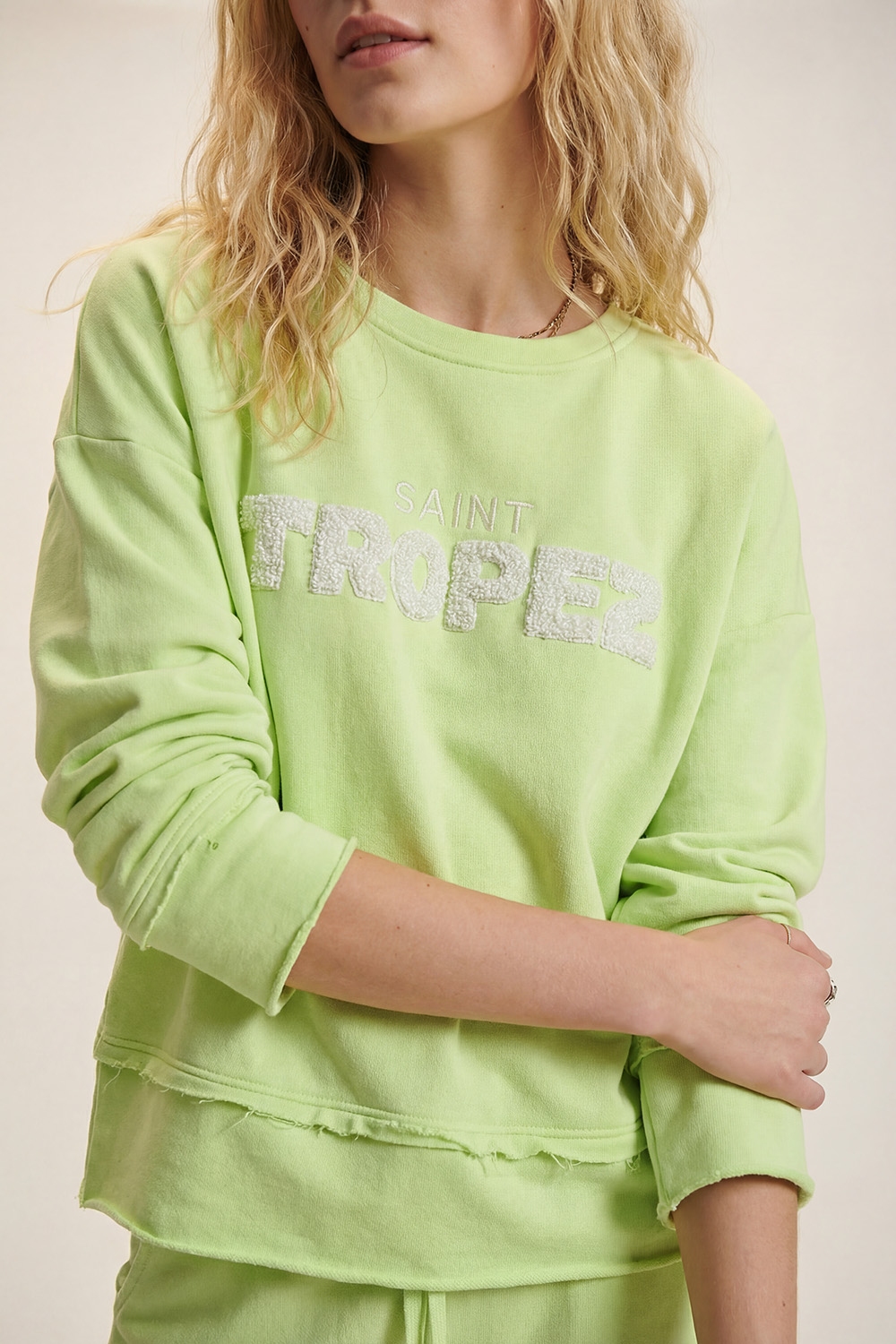 Saint Tropez Sudadera bordada verde menta