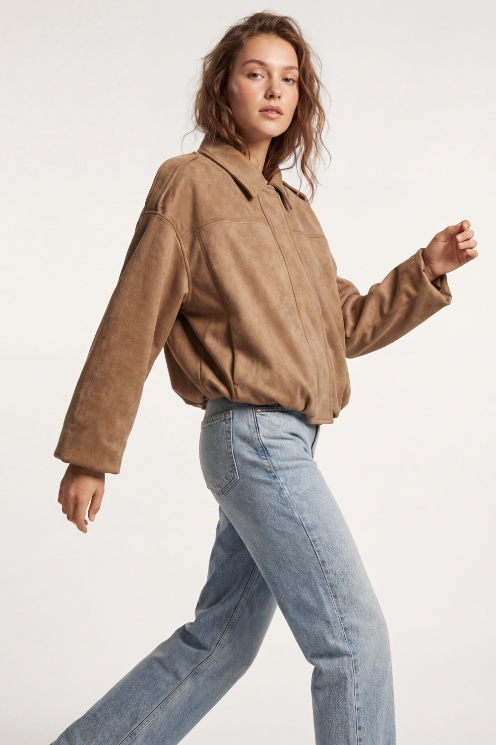 Chaqueta bomber recortada efecto ante Chaqueta bomber recortada efecto ante