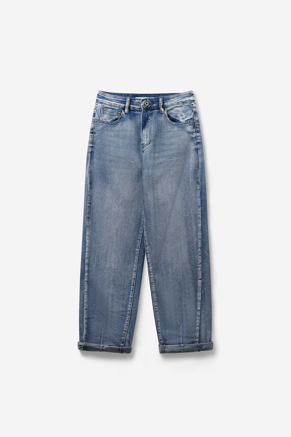 Jeans Mom-fit el&aacute;sticos con lavado vintage