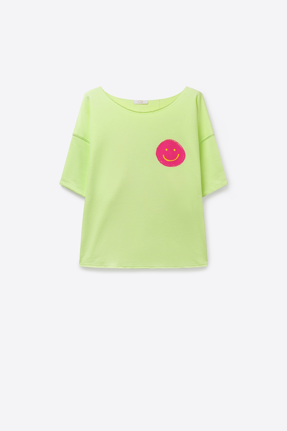 Sudadera gr&aacute;fica de ajuste holgado en verde claro con sonrisa