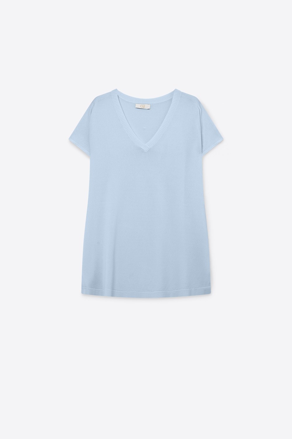 Jersey de punto azul claro con cuello en V y corte relajado Jersey de punto azul claro con cuello en V y corte relajado