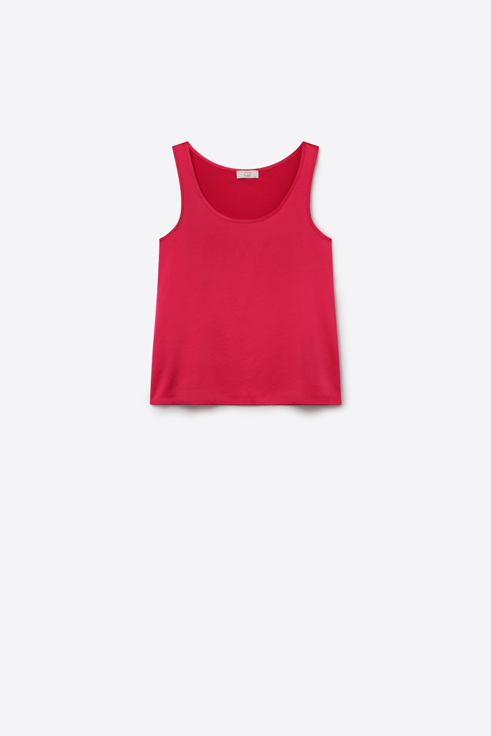 Blusa sin mangas de sat&eacute;n fucsia de ajuste regular y escote redondo