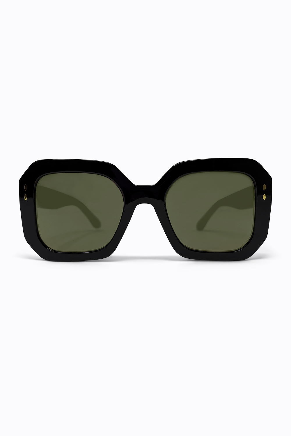 Gafas de Sol Cuadradas Sobredimensionadas con Tachuelas Doradas de Acetato Geométrico Negro Gafas de Sol Cuadradas Sobredimensionadas con Tachuelas Doradas de Acetato Geométrico Negro